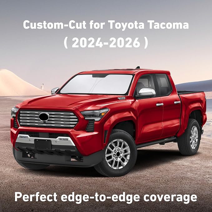 EcoNour Windshield Sunshade Compatible for Toyota Tacoma 2024 2025 2026 | Sun Visor for Front Windshield & Window Sun Shade Cover, UV Heat Blocker & Protector, Car Accessories - Image 2