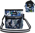 PetAmi Dog Treat Pouch, Pet Treat Pouch for Training, Dog Walking Bag Holder for Kibbles, Pet Food Toy, Dog Trainer Essentials Supplies, Poop Bag Dispenser, 3 Ways to Wear (Camo Blue) by PetAmi