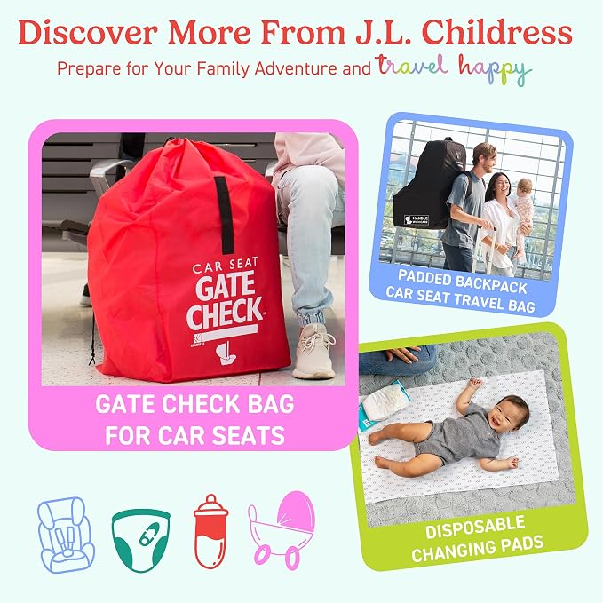 J.L. Childress Gate Check Travel Bag for Single & Double Strollers, Red - Image 11
