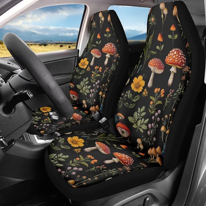 Mushroom Forest Car Seat Covers for Front Seats SUV Truck Van Sedans Bucket Seat Covers for Women Men, Mushroom Forest Washable and Breathable Car Accessories Seat Protector - Image 2