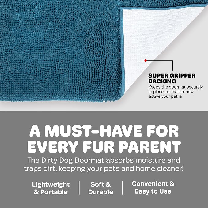 Dog Gone Smart Dirty Dog Doormat Runner - Super Absorbent Polyamide Rug Pulls In Moisture & Dirt - Fast Drying for Clean Floors, Non-Slip, Machine Washable Mat for Muddy Paws -Pacific Blue, 60 x 30 In - Image 5