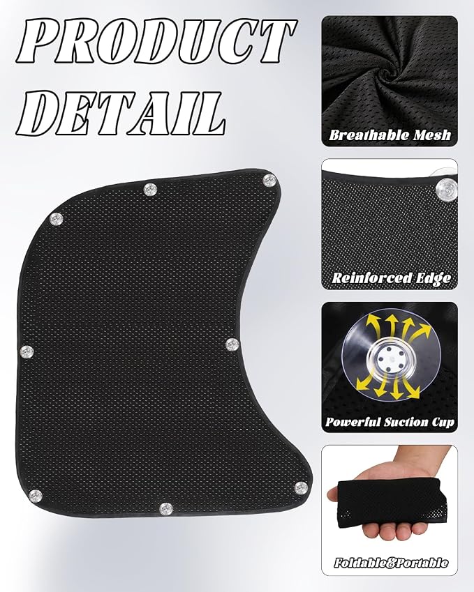 2Pcs Semi Truck Side Window Sun Shades,20×23" UV Protection Sunblock Side Window Shade with Suction Cup,Semi Truck Accessories for Kenworth,Volvo VNL,RV,Freightliner,International Trucks - Image 3