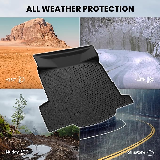LASFIT Trunk Mat for Chevrolet Chevy Impala 2014-2020 Car Floor Mats | Not Fit Equipped with The Auto Stop/Start System, All Weather TPE, Custom Fit Black, Easy to Wash, Durable Trunk Mat - Image 6