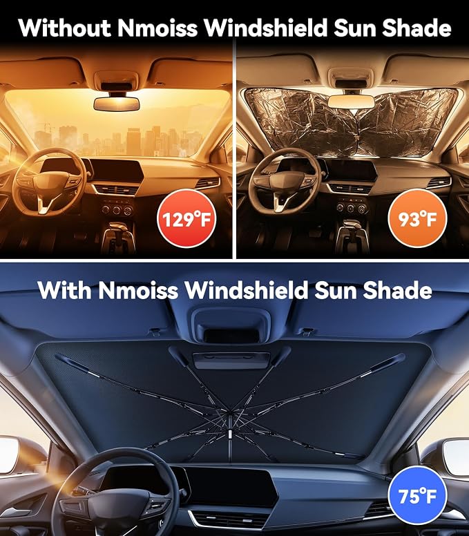 Nmoiss Windshield Sun Shade Umbrella for Trax 2015-2022 & 2024-2026 Accessories, [Vinyl Coating Heat Shield] Protect Car from Sun Rays & Heat Damage Keep Cool and Protect Interior - Image 2