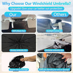 [2026 Upgrade] Windshield Sun Shade Umbrella, Foldable Car Front Window Sunshade with Titanium Coating, UV Rays Blocker & Heat Shield, Keep Vehicle Cool for Car SUV Truck RV Camper Sedan (51in x 31in) - Image 8