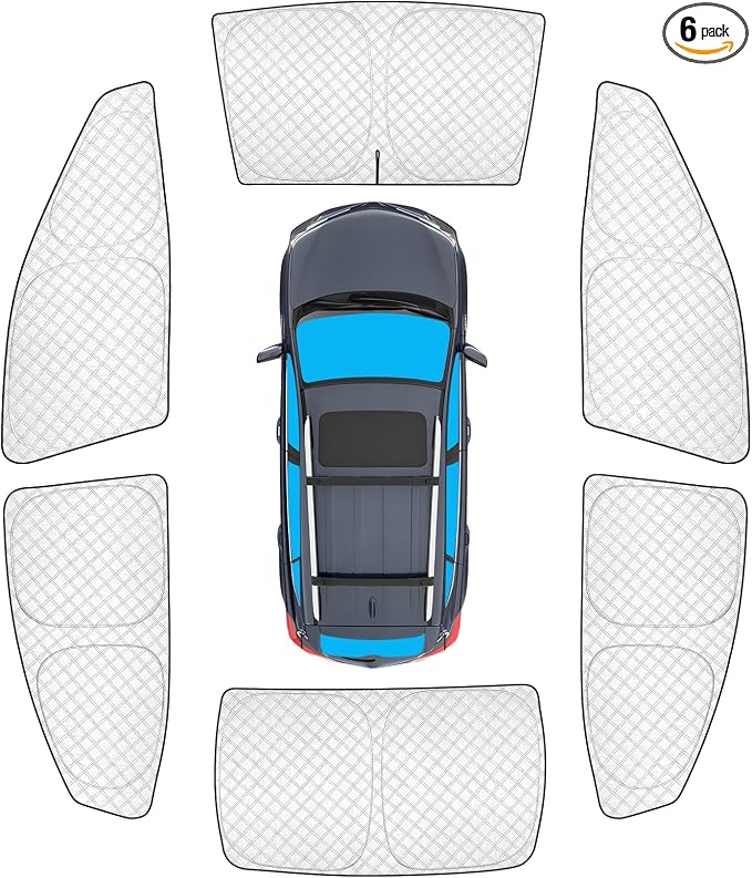 KMF 6pcs Thicken Sun Shades for 2025 2026 Toyota Camry Accessories,Full Car Window Covers Sunshade for Windshield Side Rear, UV Block Sun Visor and Privacy Blackout for Camping Outdoor by KMF