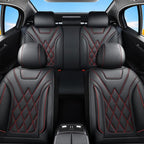 Car Seat Covers for GMC Acadia 2007-2026, Full Set, Redline | Luxury Full Coverage Leather Seat Protectors, Waterproof Breathable, Non-Slip, Easy to Install, Airbag Compatible, All-Season - Image 8