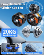 Rechargeable 4000mAh Battery Powered Fan for Car Windshield Wall | Portable Strong Suction Cup Fan for RV Pickup Truck SUV Van Forklifts Excavators Golf Cart, 3 Speeds, 360 Rotatable - Image 4