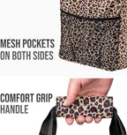 Extra Large Utility Tote Bag - Oversized Collapsible Reusable Wire Frame Rectangular Canvas Basket With Two Exterior Pockets For Beach, Pool, Laundry, Car Trunk, Storage - Leopard - Image 7