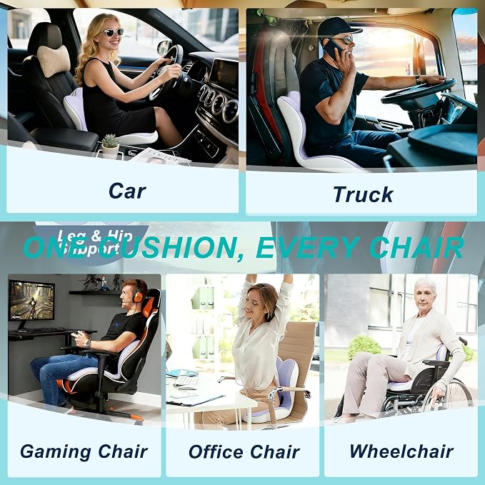 Seat Cushion for Office Chair, Ergonomic Cushion with Lumbar Support Pillow | Orthopedic Memory Foam Coccyx Cushion for Tailbone & Sciatica Pain Relief, Ideal For Office Chairs, Car Seats, Wheelchairs - Image 8