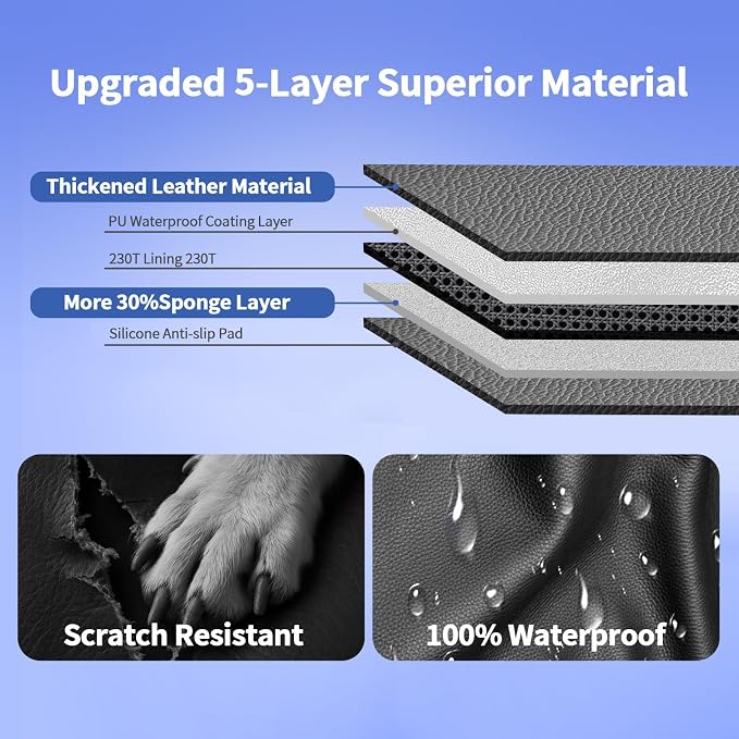 SUV Cargo Liner for Dogs,60/40 Split Seat Access,Waterproof Dog Trunk Cover | Feature: 60/40 Split Access | Material: Waterproof PU Leather | Protection: 15.5" Side Flaps & 19.5" Bumper Flap - Image 7
