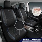 Skechers Air-Cooled Memory Foam Seat Covers,Mesh Thick Car Seat Covers,Piping Leather Car Seat Covers Front Seats,Airbag Compatible,Automotive Comfort Universal Fit Most Cars,Vans,Truck,SUV,Blue - Image 2