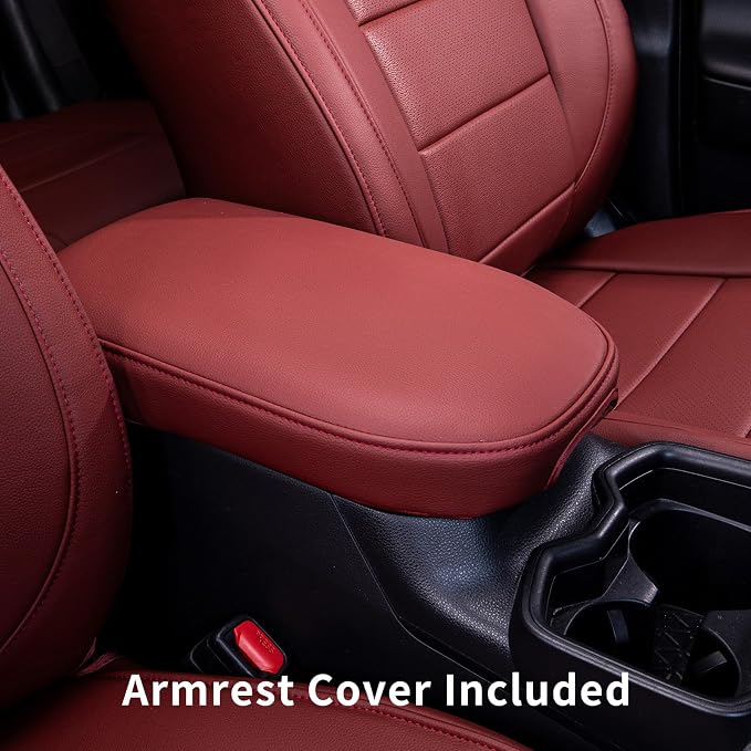 coverdream Full Set Leather Seat Covers for Toyota Corolla 2023-2026 LE Sedan(Not fit Hybrid),Airbag Compatible,Waterproof Car Seat Protector,Fit Like A Glove(Win red) - Image 3