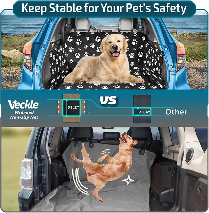 Veckle SUV Cargo Liner for Dogs - Trunk Cover with Bumper Flap Protector | Waterproof Pet Cargo Cover with Side Flaps, Dog Car Seat Cover with Non-Slip Trunk Mat, Prevents Scratches Pet Hair Mud Dirt - Image 6
