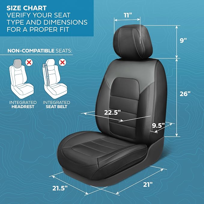 MotorBox Cabin King Slate Ridge Leather Seat Covers for Trucks & Cars | Charcoal and Black Car Seat Covers, Waterproof Leather Seat Covers, Car Accessories, Seat Protector, Universal Fit - Image 5