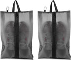 2 Pack Shoe Bags for Travel, Sneaker Bags, Waterproof Travel Shoe Bags with Zipper for Packing, Golf Shoe Dust Bags for Man and Women, Medium, Black by Quatish