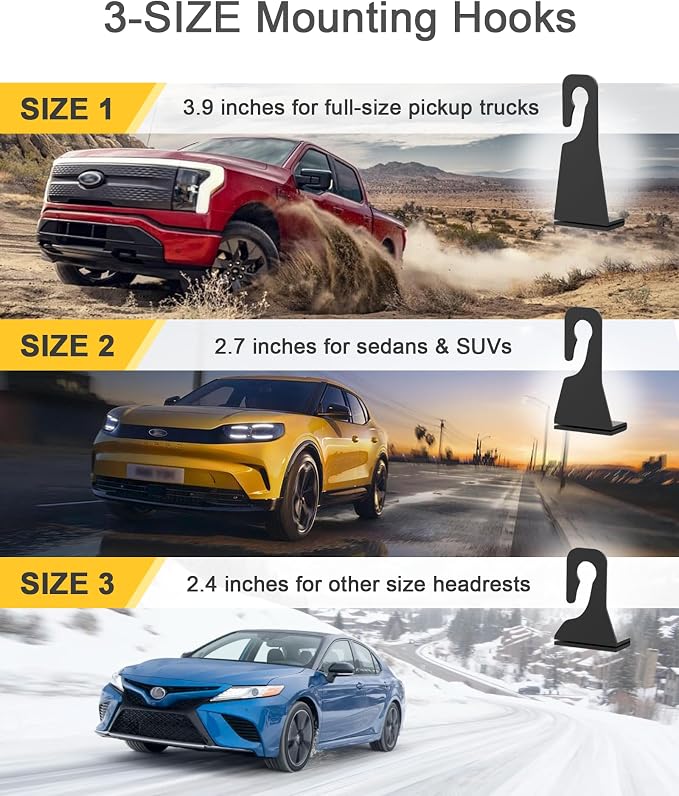 Headrest Cup Holder for Back Seat, Stable Spill-Resistant Drink Holder with Hooks for Bags, Fits 50oz Bottles, Compatible with Sedans, SUVs, and Trucks 1 Pack - Image 4