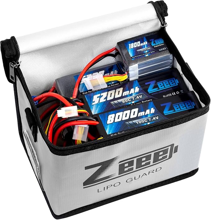 Zeee Fireproof Explosionproof Lipo Bag Battery Storage(8.46 x 6.5 x 5.71in) | Large Capacity Guard Pouch for Lipo Charge & Storage - Image 5