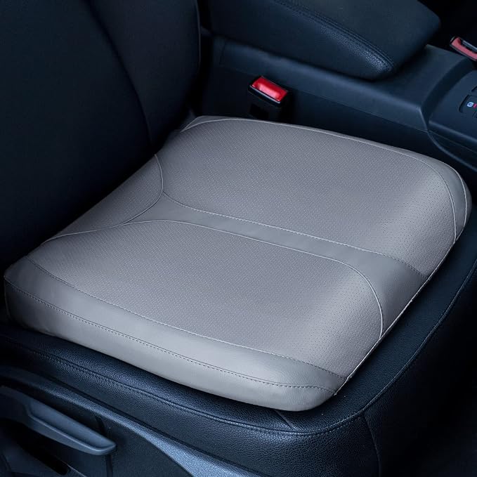 Leather Car Memory Foam Heightening Seat Cushion for Short People Driving, Hip(Coccyx/Tailbone) and Lower Back Pain Relief, Adult Booster Seat for Car, Truck,SUV,Office Chair,Wheelchair. by QYILAY