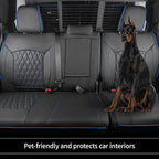 EKR Ram 1500 Seat Covers Custom Fit for (Crew Cab) RAM 1500 Tradesman 2019-2025 & Express 2026,Waterproof Leather Black Car Seat Cover for Trucks Full Set-Faux Leather (Black with Blue Piping) - Image 7