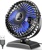 JZCreater USB Desk Fan, 360 Rotation Personal Cooling Fan with 3 Speeds, Quiet, Small, USB Powered for Home, Office, Bedroom, Car, Travel, Black by JZCreater
