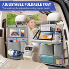 2Pack Car Backseat Organizer with Foldable Table Tray,6 Storage Pockets Car Storage Organizer with Tablet Holder,Car Seat Back Protectors Kick Mats Travel Accessories (Grey) - Image 3