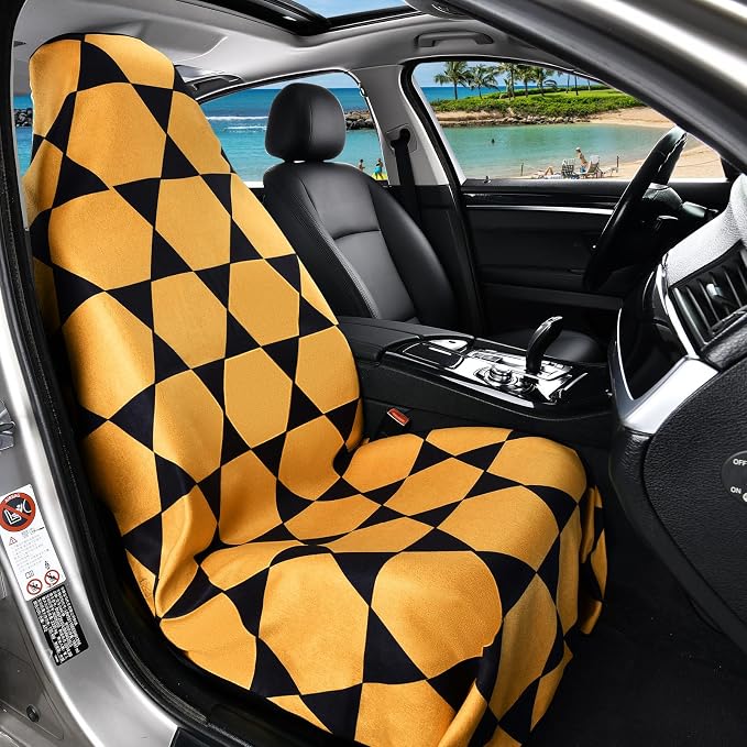 FLORICH Towel Car Seat Covers, Car Seat cover Protector Front Seats, Car Seat Cover Towel for Post Gym Workout, Running, Swimming and Beach, Non-Slip Car Seat Towel Covers Fit for Most Cars Trucks SUV - Image 2