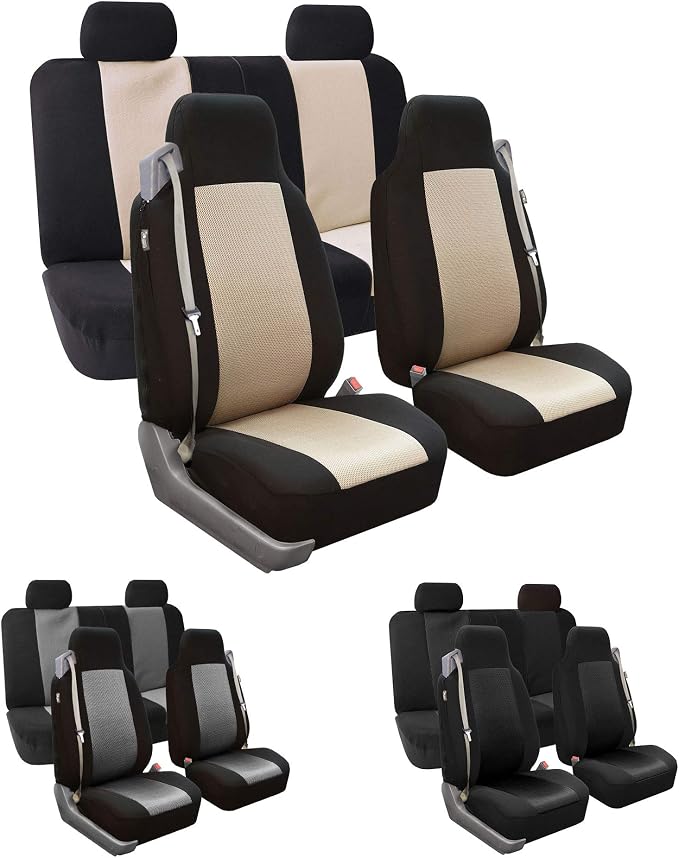 FH Group FH-FB302114 All Purpose Flat Cloth Car Seat Covers Gray/Black Color with F11306 Vinyl Floor Mats- Fit Most Car, Truck, SUV, or Van - Image 7
