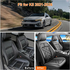 K5 Car Seat Covers Custom Fit for Kia K5 2021-2025 2026, Full Coverage Leather Waterproof Breathable Seat Covers, Automotive Seat Protectors, Airbag Compatible(2 Front Seats, Black) - Image 5