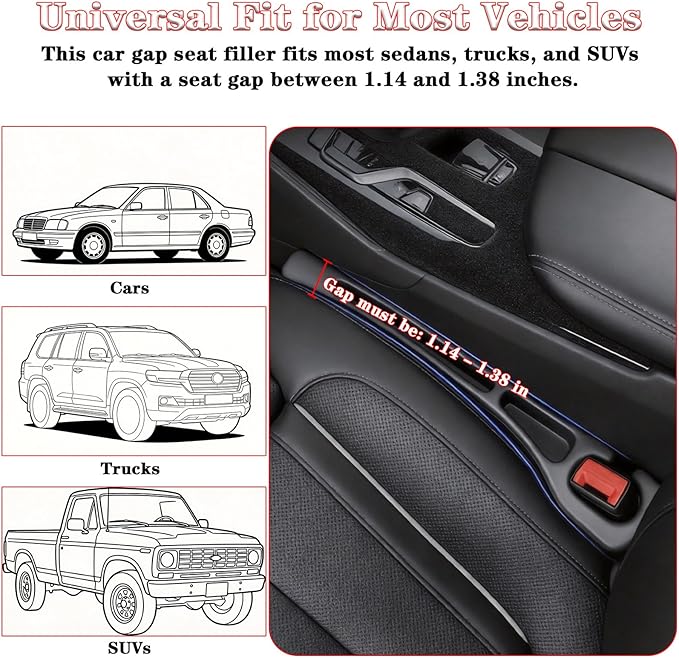 Car Seat Gap Filler Organizer of 2, 2 in 1 Car Gap Filler(Beige) | Universal Gap Filler with Storage Pockets, No Drop Seat Guard for Phones Keys Cards,Car Accessories for Most Cars Trucks SUVs - Image 6