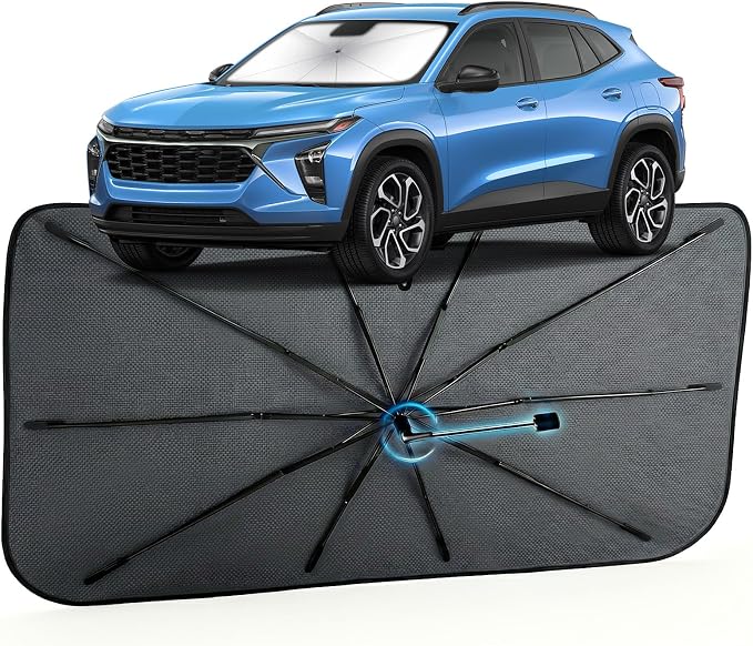 Car Windshield Sun Shade Umbrella for Chevrolet Trax 2013-2026, 1:1 Fit | [Reflective Coated Fabric] Car Shades Sun Visor Keep Car Cool and Protects Interior, Sunshade Umbrella for Front Window by MakeLifeBetter