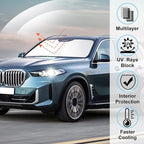 Windshield Sun Shade for 2019-2025 2026 BMW X5 Accessories | Full covered, Foldable & Durable, Block UV Rays, Reduce Heat, Easy to install, Keep Car Cooler - Image 2