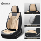 Seat Covers, Car Seat Covers Full Set, Luxury Nappa Leather Seat Covers, Breathable and Waterproof Car Seat Protector 5 Seat, Automotive Seat Covers Universal Fit for Most Cars-Black&Beige - Image 5