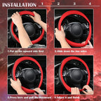 CAR PASS 3D Air Mesh Car Seat Covers Full Sets w/5mm Sponge, 4Pcs Waterproof Car Floor Mats, Steering Wheel Cover Universal Fit for SUV Sedan Truck, Airbag Compatible Automotive Interior(Black & red) - Image 7