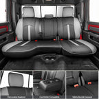 Seat Covers Custom Fit for Dodge 2009-2018 Ram 1500 Crew Cab,Black/Gray | Custom Fit Faux Leather Full Set,Waterproof & Wear-Resistant,Fits for 4th Gen Ram 1500 Big Horn/SLT/Lone Star,Easy to Clean - Image 4