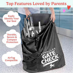 J.L. Childress Gate Check Travel Bag for Single & Double Strollers, Black | AirTag compatible Gate Check Bag keeps strollers clean, protected & easy to identify when airport gate checking - Image 2