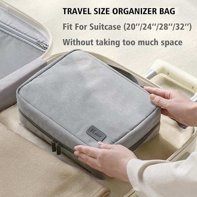 L&FY Travel Toiletry Bags With Hanging Hook, Large Capacity Travel Cosmetic Makeup Organizer, Gifts For Women Men,Travel Accessories-Beige - Image 6