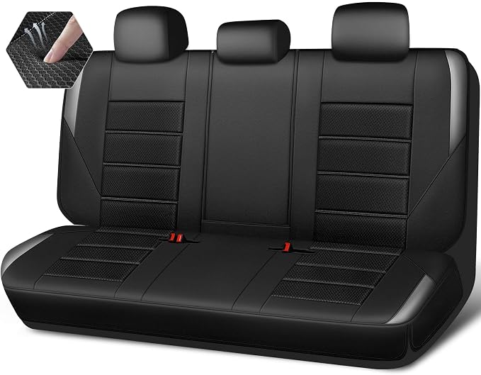 CAR PASS Memory Foam Back Car Seat Covers,Thick 3D Foam Mesh Bench Seat Covers Leather Metallic, Air Cool Rear Seat Cover Black Gray Aluminum Film, Comfort for Cars, Trucks, SUVs Automotive,Black Gray by CARPASS
