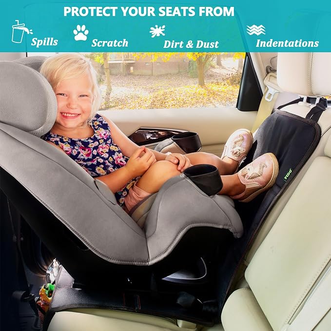 PIDO Car Seat Protector 2 Pack, Car Seat Mat for Leather Seats with Thick Padding and Non-Slip Backing, Waterproof Protector Cover for Baby Child Carseat Protection (Black/Red) - Image 3