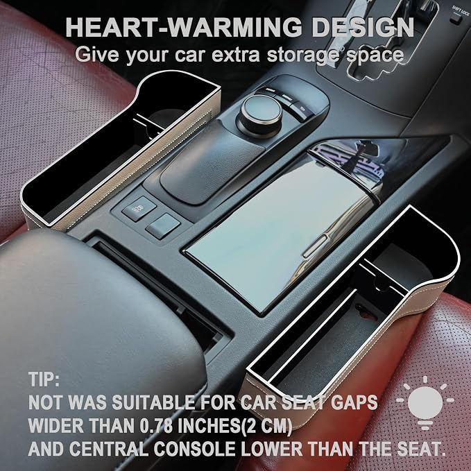 Car Seat Gap Filler Organizer, 2 Pack Multifunctional Car Seat Organizer, Auto Console Side Storage Box with Cup Holders 2 Seat Hooks for Drink, Car Organizer Front Seat for Holding Phone, Sunglasses - Image 4