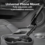 WeatherTech CupFone with Extension – Adjustable, Universal Cup Holder Cell Phone Mount Car & Truck Accessory – Best Design for iPhone & Smartphone Charging – Black Metal Knobs - Image 6