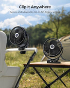 Koonie 8'' 10000mAh Portable Clip on Fan with LED Lantern and Hook | Battery Operated Desk Fan, Quiet Camping Fan with LED Digital Display, 360° Rotation & 3 Speeds for Travel Tent Gym Treadmill - Image 5