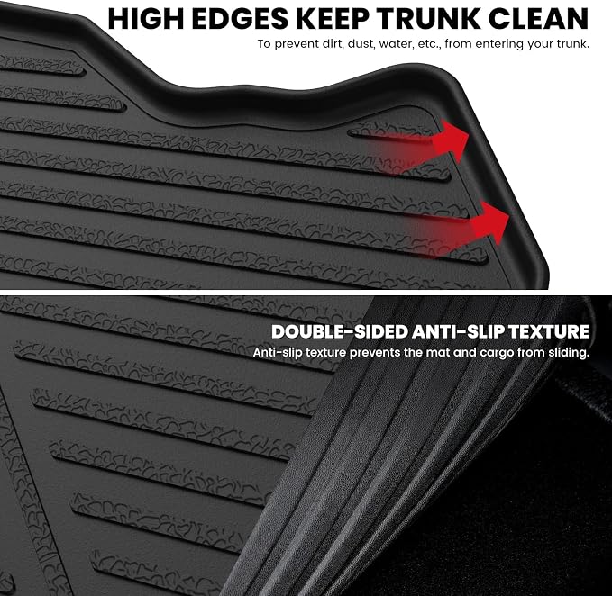 LASFIT Cargo Mat for Toyota Camry 2015-2017 (Only Fit Gas, Not Fit Hybrid) | Not Fit Hybrid, All Weather Custom Fit Anti-Slip Pet Friendly Easy Clean TPE Trunk & Backrest Mats for 7th Gen Camry, Black - Image 3