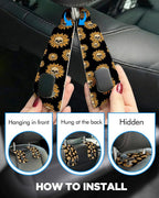 WOCOCN Purse Holder for Car, 2 Pack Heavy Duty Purse Hanger for Car | PU Leather Car Seat Hooks for Purses and Bags, Cute Floral Headrest Organizer for Handbags & Backpacks, Sunflower Skull - Image 3