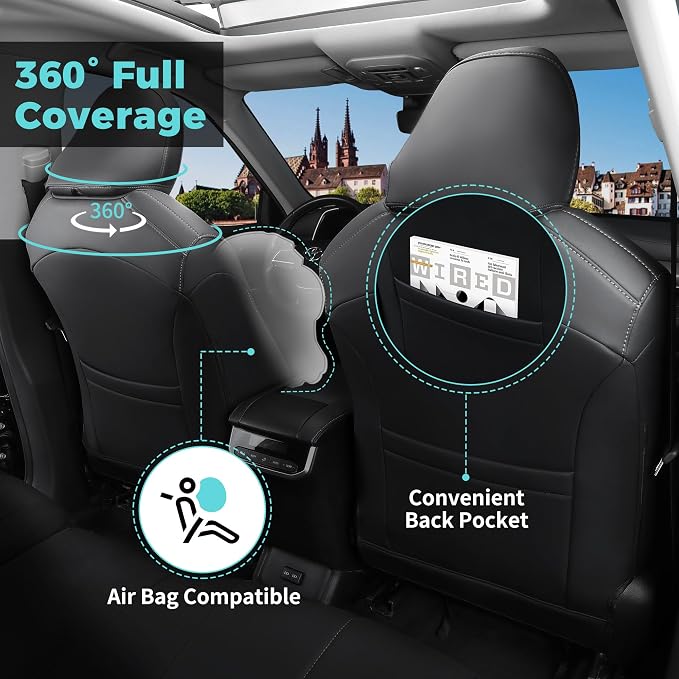 Custom Seat Covers for Toyota Highlander 2020-2026 7 Seats | black brown, faux leather, 2nd row captain chairs, waterproof, breathable, airbag compatible, stain resistant, easy install - Image 5