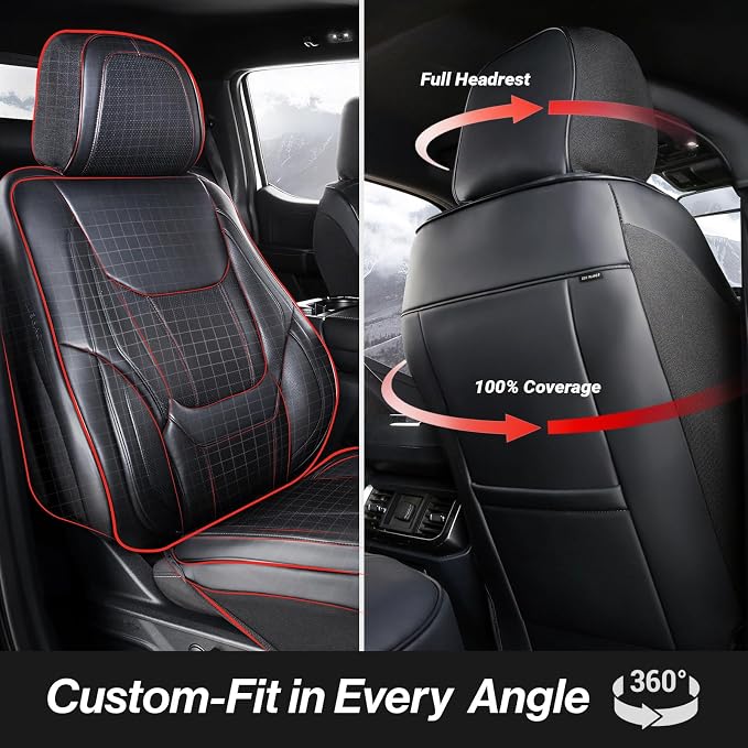 Coverland Premium Car Seat Covers Full Set Waterproof Interior Protector | Airbag Compatible Non-Slip Seat Cover for Q8, GV70, Sportage, Crosstrek, Outback, Tucson [Full set Black-Size Chart X55] - Image 4