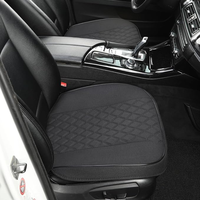 West Llama Linen Front Car Seat Cover Protector Anti-Slip Bottom Seat Cover Fits 95% of Vehicles,Wrapping Around The Bottom,Diamond Pattern(Black-2Pcs) - Image 9