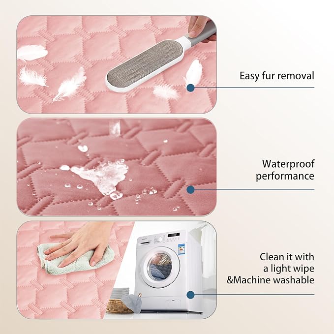 gogobunny 3X Stronger Waterproof Pet Blanket, Scratch Proof Furniture Protector for Dogs Cats, Reversible Cover 32x53 Inch, Dark Pink/Light Pink - Image 7