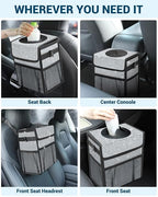 Capolo Car Trash Can with Lid, Leakproof Car Garbage Can Car Trash Bag | Trash Can for Car, 3 Mesh Pockets, Mini Hanging Vehicle Car Trash Bin, for Back/Front Seat (Silver Glitter,2.5 Gal) - Image 6