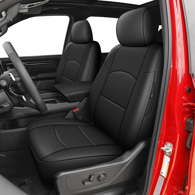 AOMSAZTO Custom Fit Seat Covers for Ram 2500 2019-2026 Full Set Black | Pickup Truck Seat Covers Waterproof faux leather, Breathable comfort, Airbag Compatible, Front covers only fit bucket seats by AOMSAZTO